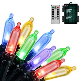 Koxly 18ft Battery Operated String Lights,Outdoor String Lights Christmas Lights 50 Led String Lights with Remote Timer Waterproof for Indoor Outdoor Garden Party Christmas Decoration, Multicolor
