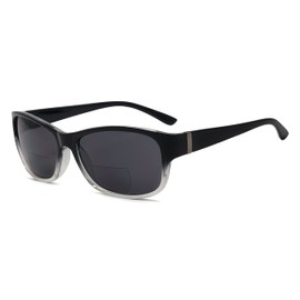 Eyekepper Bi-Focal Sunshine Readers Fashion Bifocal Sunglasses Black-Clear/Grey Lens 3.00