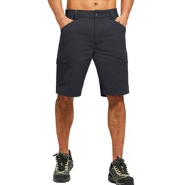 FREEKITE Men's Hiking Cargo Shorts Lightweight Water Resistant Tactical Quick Dry Shorts for Men Travel Work Casual with 6 Pockets(True Black 36W/10L)