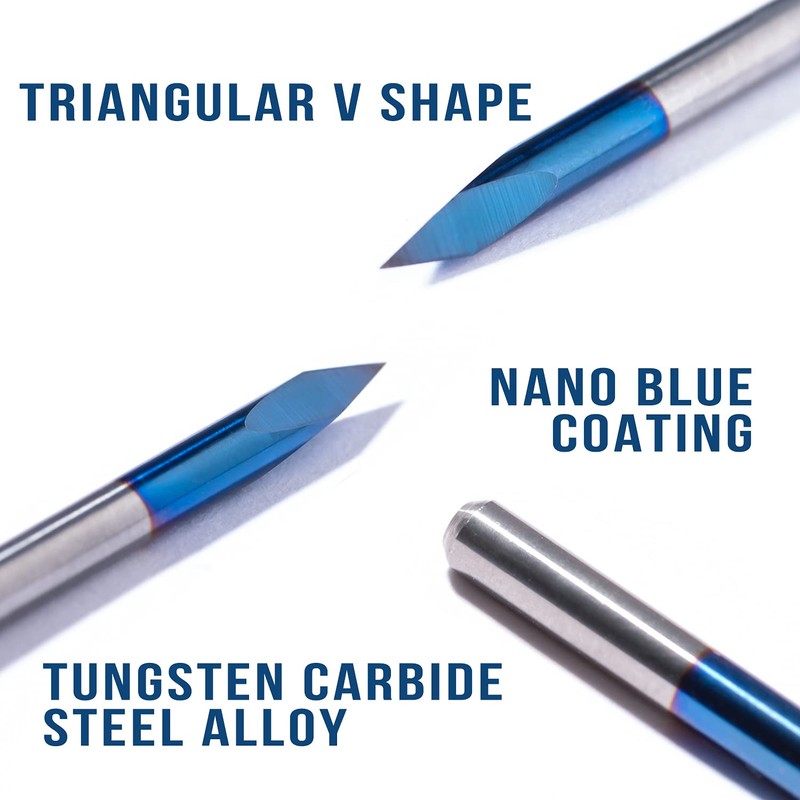 1/8” Shank CNC Router Bits Kit for All Purpose, Triangular