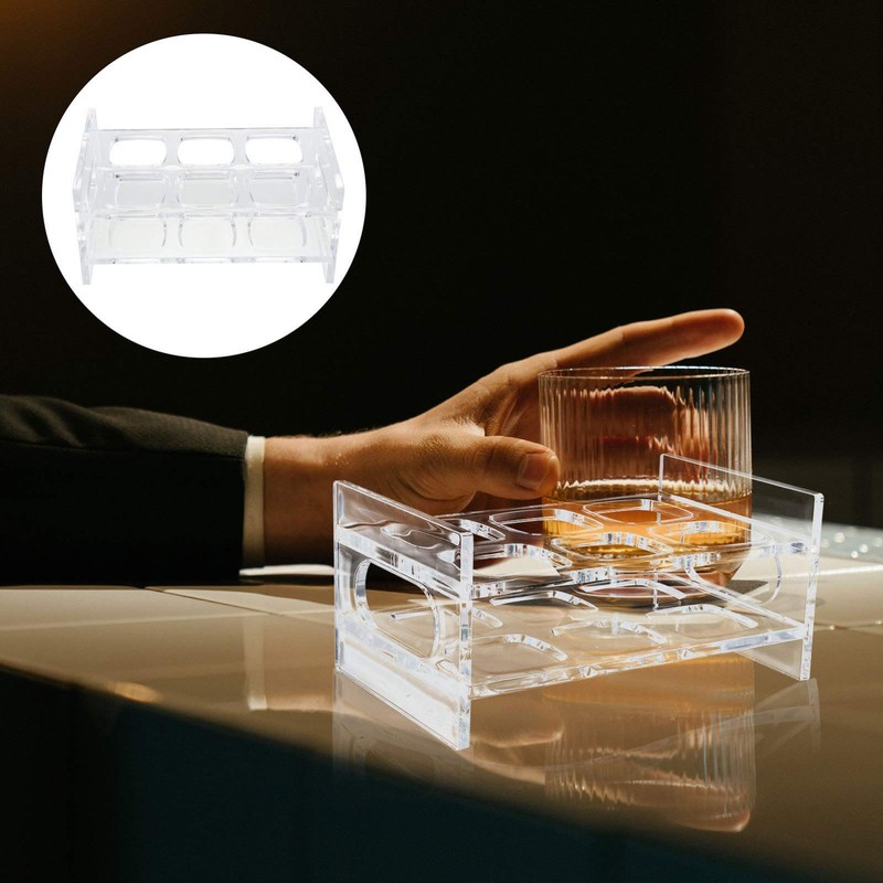 Acrylic Shot Glass Holder Carrying 6 Square Transparent Liquor Cup