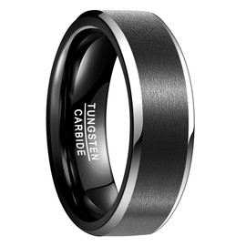 VAKKI Mens Rings 8mm Black Tungsten Carbide Wedding Engagement Band for Him Size Z+3