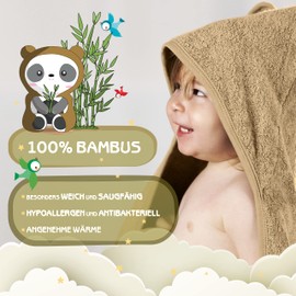 FUCHSUNDPANDA ® Hooded Towel Baby Extra Thick, Warm & Soft 75 x 75 cm Baby Towel with Hood (100% Bamboo) Baby Towel Hood with Great Gift Packaging (Mojave Beige)