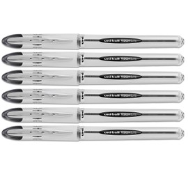 Uni-Ball Vision Elite Stick Roller Ball Pens, Bold Point, Black Ink, 6 Pens