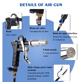 Saladulce Antistatic Air Guns Ionizing Air Guns Anti Static Ionizer Electrostatic Eliminator+ 4.6KV High Voltage Generator 110v