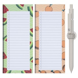 XINRUI 2 Pack Magnetic Grocery List for Fridge and 1 Magnetic Pen Clip, 100 Tear Off Sheets Magnetic Shopping List Pad to Do List Notepad for Shopping, Locker, Filing, Reminders, Recipes(Fruit)