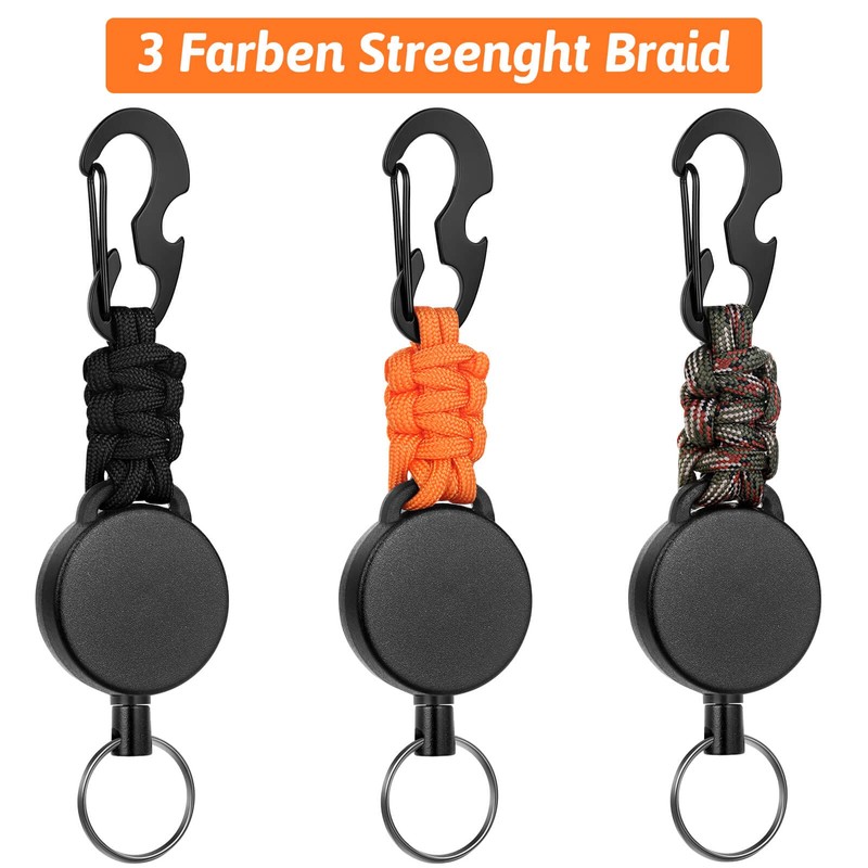 Selizo Extendable Key Ring, 3 Pieces Lanyard Extendable ID Card