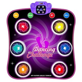 Dance Mat Toys Kids with Light-up 6-Button Wireless Bluetooth Built in Music,Music Dance with 5 Game Modes,Dance Toys Gifts,Birthday Xmas Valentines Day Gifts for Kids 3 4 5 6 7 8 9 10+ Girls Boys