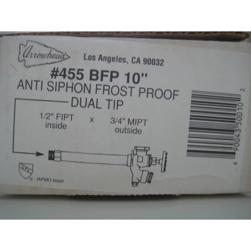 Arrowhead #455 BFP 10" Brass Anti-Siphon Frost Free Hydrant Commercial