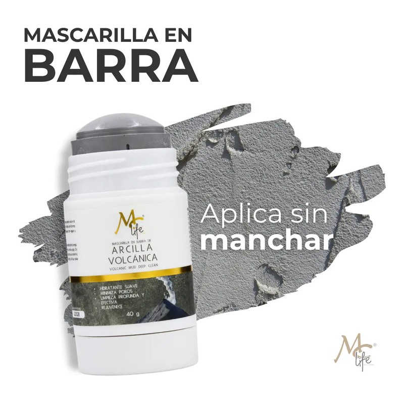 Mascarilla En Barra Arcilla Volcánica 40g, Limpieza. Mc Life Tipo