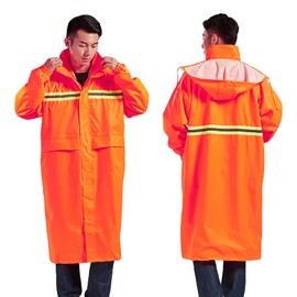 Men's Raincoat High Visibility Safety Vest Full Body Riding Stormproof Labor Reflective Rain Poncho Safety Jacket Outdoor Site