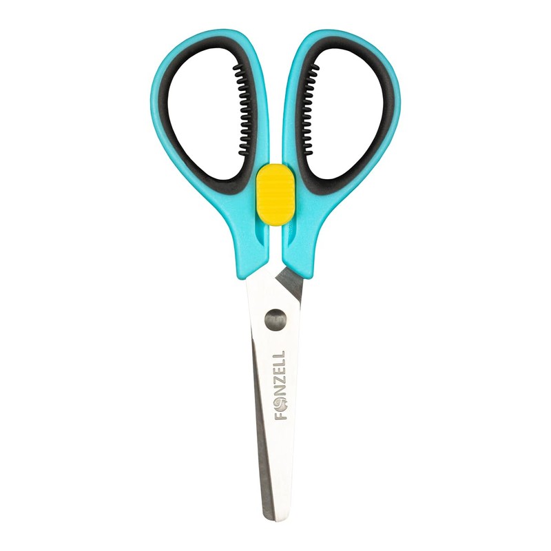 FONZELL Safety Scissors with Safety Lock - Blue 14cm