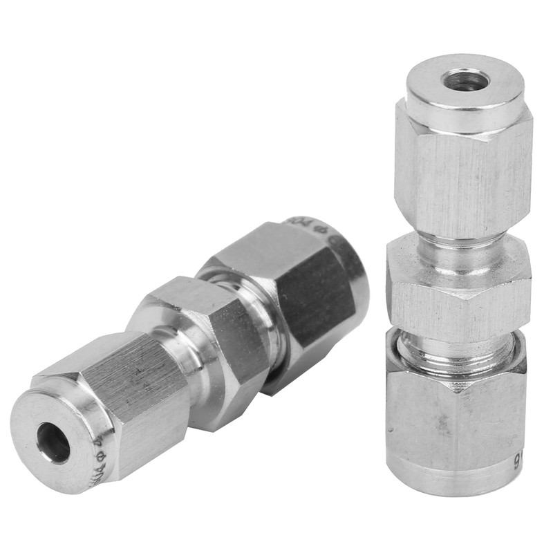 4Pcs Compression Tube Fitting Stainless Steel DoubleFerrule Converter Adapter(Ф4/Ф6 )