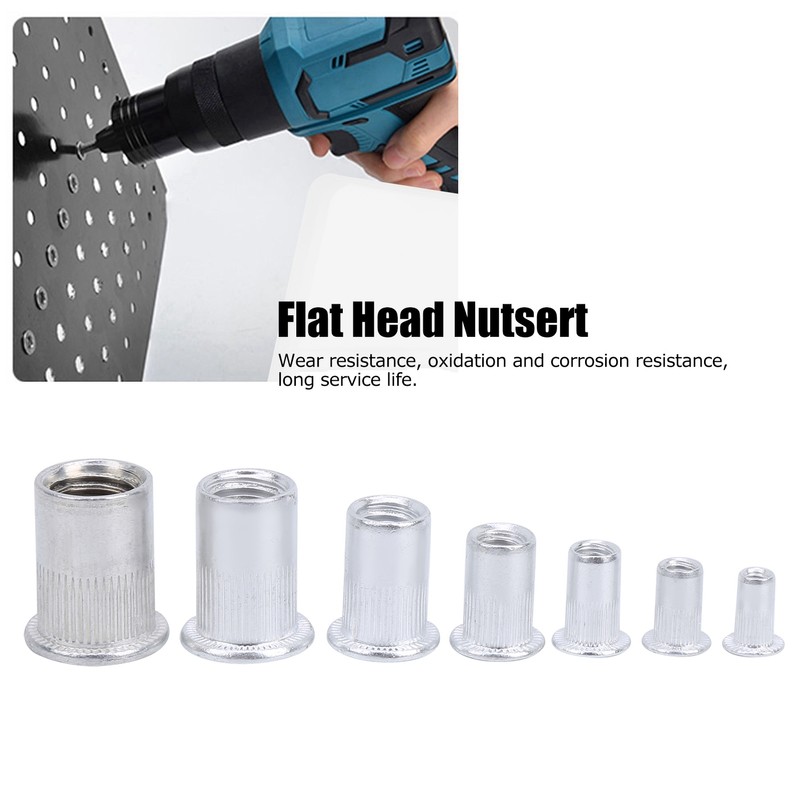 175pcs Rivet Nut Set Flat Head Aluminium Nutsert Assortment with