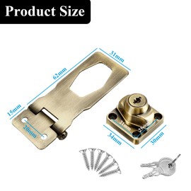 Wopanxye Lock Hub with Twist Knob Key, Padlock Lock Cam Clasp, Stainless Steel Buckle for Gate, Garage Door, Wooden Shed, Storage Box (Bronze, 2.5")