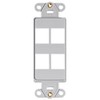 Leviton QuickPort Decora Insert, 4-Port, 41644-GY, Gray