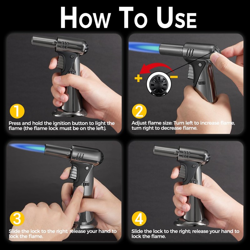 Butane Torch, Refillable Kitchen Cooking Torch Lighter