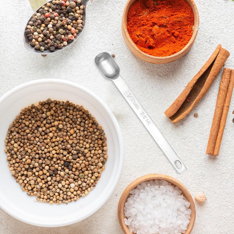 2PCS 1/2 Teaspoon Stainless Steel Single Measuring Spoon 2.5 ml