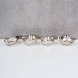 levandeo Set of 4 Decorative Bowls Mini Diameter 10 cm Aluminium Silver Snack Bowl Table Decoration Metal Bowl