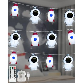AceList 20 LED Space String Lights, Magical Rocket and Astronaut Decor | Fairy Lights Battery&USB Powered for Children's/Kids' Rooms, Party, Christmas and Room Decor
