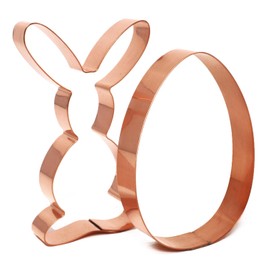 Easter Cookie Cutter Pair 4.5 inch Tall Bunny / 4 inch Egg - Handcrafted Copper Cookie Cutter