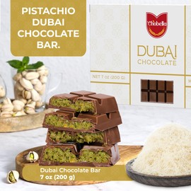 Chobella Dubai Chocolate Bar Pistachio 2 Pack, Premium Pistachio Dubai Chocolate Bar with Shredded Phyllo Dough, Viral Knafeh Candy with Kataifi, Gift Box (Total 14 Oz - 400 g)