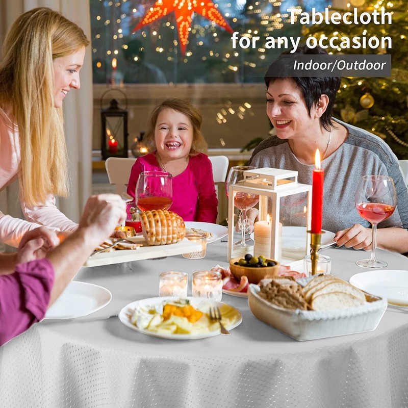 Eternal Beauty 120cm Round Tablecloth,Wipeable Grey Tablecloths Polyester Spill Proof