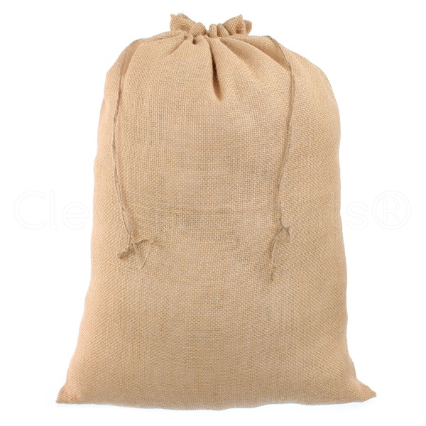 10 Pack - CleverDelights 18" x 24" Burlap Bags with Natural Jute Drawstring - Large Burlap Pouch Gunny Sack Bag - 18x24 inch