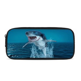 HELLHERO Shark Pencil Bag Pen Case Holder Storage Pouch Stationery Organzier Marker Travel Cosmetic Bag for Kids Adults School Office Workout Gifts
