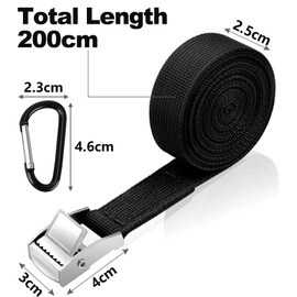Ratchet Tie Down Straps Heavy Duty Tensioning Belts with Quick Release Cam Bukle, 2.5cm X 2m Adjustable Cargo Straps for Motorcycle, Cargo, Trucks, Trailer, Luggage with 4 Snap Hooks (6)