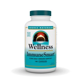 Source Naturals Wellness ImmuneSmart - for Core Daily Immune Support*, with Vitamins A, C, and D, Zinc, Elderberry, Echinacea, Andrographis, Turkey Tail and Garlic - 180 Capsules