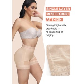 SHAPSHE Shapewear Butt Lifter Tummy Control Underwear Thigh Slimmer Body Shaper Shorts for Women Beige