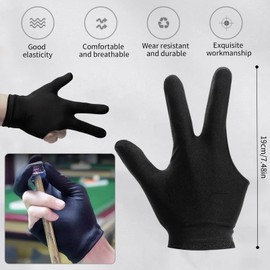 10 PCS Billiard Gloves Set, Snooker Pool Cue Shooter Sport Gloves, Three-Finger Half Glove for Men & Women, Breathable & Smooth Grip, Premium Billiard Gloves for Professional & Amateur Players (Black)