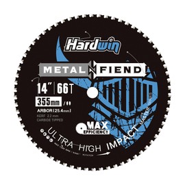 Hardwin 14-Inch Metal Cutting Saw Blade – No Heat, Low Sparks, 66-Tooth Cermet Carbide Tipped, Fits Evolution S14CPS/S15CPS/S355CPS – Thin Kerf for Steel, Angle Iron, Threaded Rod, 1-Inch Arbor