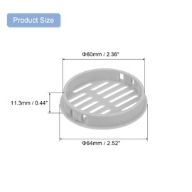 sourcing map 12Pcs 60mm/2.36" Circular Soffit Air Vents, Plastic Soffit Vent Cover, Round Mesh Hole Louver for Bathroom Kitchen Cabinet Wardrobe, Light Gray