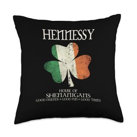 Hennessy last name family Ireland Irish house of shenanigans Throw Pillow