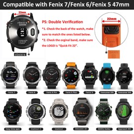 ANBEST 22 mm Nylon Strap for Garmin Fenix 7 Pro/6 Pro/Fenix 8 47 mm Bracelet, Loop Velcro Strap for Fenix E/7/6/Epix Pro 47 mm/Forerunner 945/955/965 Ultralight Replacement Strap, Game Royal/Orange