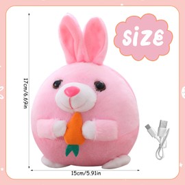 Moving Dog Toy Ball, Interactive Dog Toy Talking Movable Pet Plush Toy Easter Rabbit Interactive Ball with Music USB Charging Easter Gifts for Dogs Cats