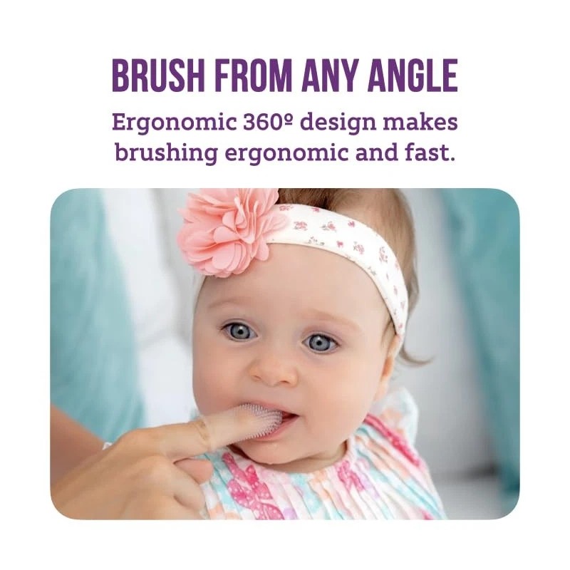 Itsy Bitsy People Baby Toothbrush, 360 Degree Bristle Silicone Finger