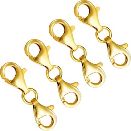 Qulltk 925 Sterling Silver Double Lobster Claw Clasps (9MM), Necklace Extender Suitable for Bracelet Clasps and Closures (Made in Italy)