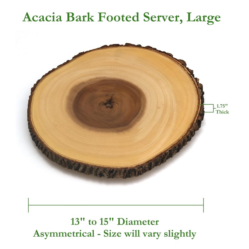 Lipper International Acacia Tree Bark Footed Server for Cheese, Crackers,