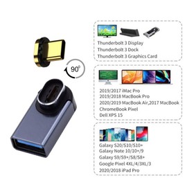 USB C Magnetic Connector Adapter, chenyang USB 3.0 Type A Female to Type C Male 90 Degree Low Profile Angled OTG Data Adapter for Laptop Cellphone