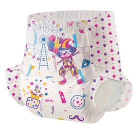 Aimisin Adult Printed Diapers,Large-Uncle Clown, 7 Pieces for Men and Women - Leak Protection Heavy Absorbency Protection Diapers