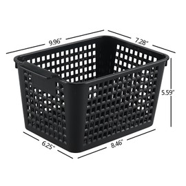 Lasbily Set of 6 Plastic Storage Baskets, Black Organizer Bins with Handle for Bathrooms, Kitchens, Closets, Cabinets, Pantry, Countertop