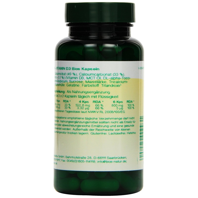 Bios Calcium und Vitamin D3, 100 Kapseln, 1er Pack (1