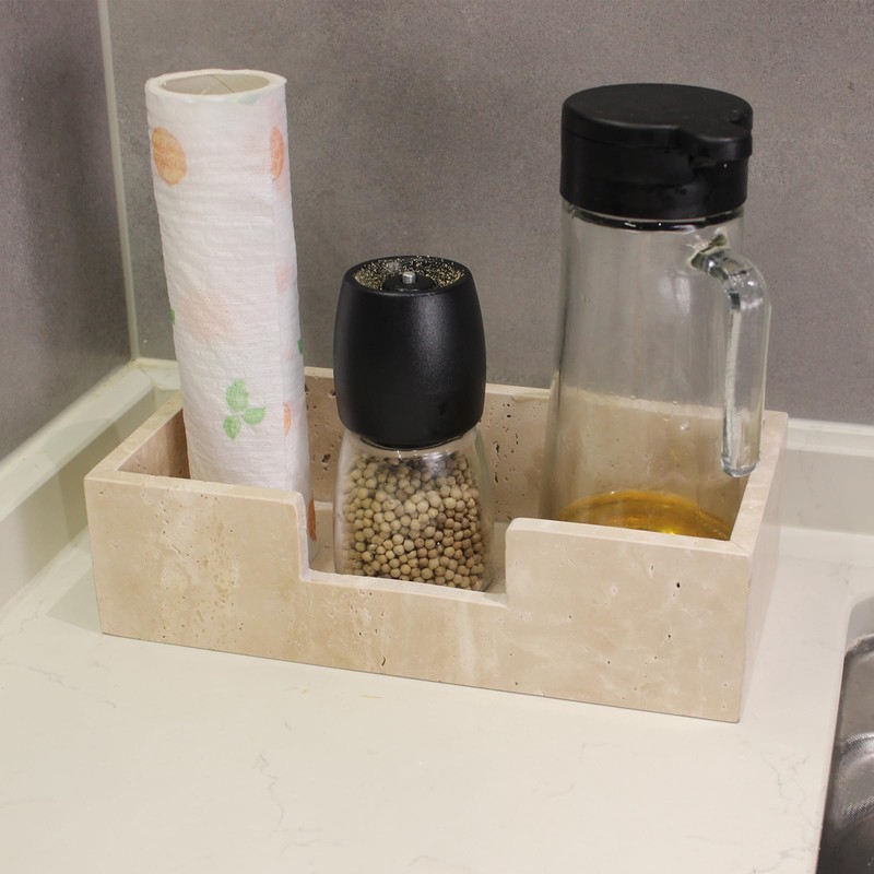 Natural Travertine Napkin Holder 9.8"x4.9"x2.8", Guest Towel Holder, Paper Hand
