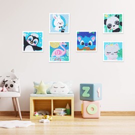 Aifieego Mini Gem Arts and Crafts Kits for Kids Girls Ages 4-8 5-7 6-8 8-12 9-12,Diamond Dotz kit dot Painting Set,Aesthetic Adults Crafts,Room Decor(6 Pack Penguin Koala Panda gem dot Painting)