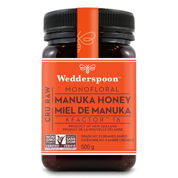 Wedderspoon Raw Premium Manuka Honey, KFactor 16, 17.6 Oz (500g), Unpasteurized, Genuine New Zealand Honey, Traceable from Our Hives to Your Home