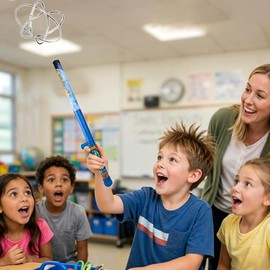 Fun Fly Stick Electric Static Wand Science Kit Education Toys Magic Levitation Wand 10 Flying Shapes Suspension Stick Learning Toys(Blue)