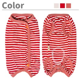 Kukaster Kuveela Pet Post-Operation Dog Clothes, Dog Outfit, Coveralls, Cone Replacement, Unisex, Weaning, For Skin Conditions, Breathable, Summer, For Small and Medium Dogs, Red Borders #8